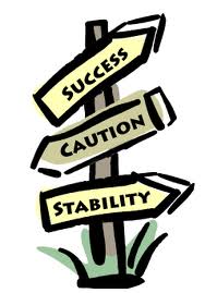 Arrows that read 'success', 'caution' and 'stability'